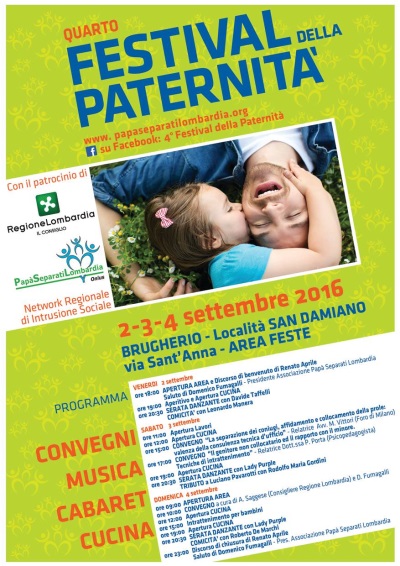 Brugherio 2-3-4 Settembre- IV Festival della Paternità. Organizzato da Papà Separati Lombardia