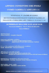 AFFIDO CONDIVISO, CONVEGNO A PALAZZO PIRELLI  - IL CONSIGLIERE SAGGESE: “DECRETO VARATO DA GOVERNO METTE A RISCHIO LA LEGGE DEL 2006”